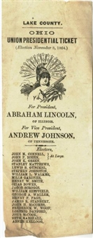 1864 Abraham Lincoln Union Presidential Ticket
